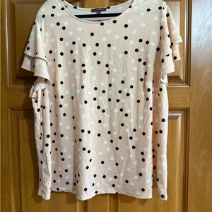 Adrianna Papell Peach Polka Dot Short Sleeve Top